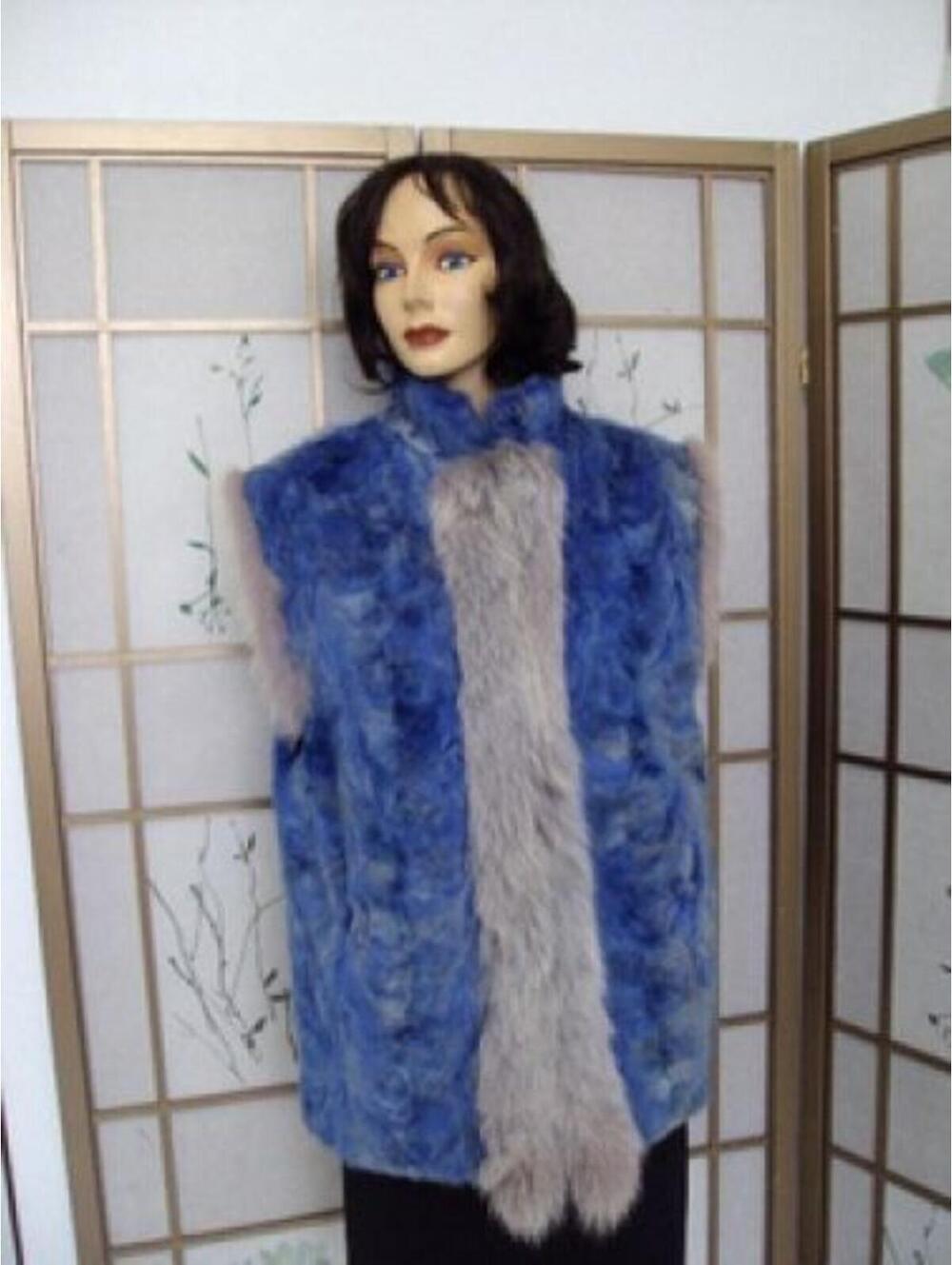 NEW BLUE MINK PAW & FOX FUR VEST WOMEN WOMAN SZ 8-10 MEDIUM